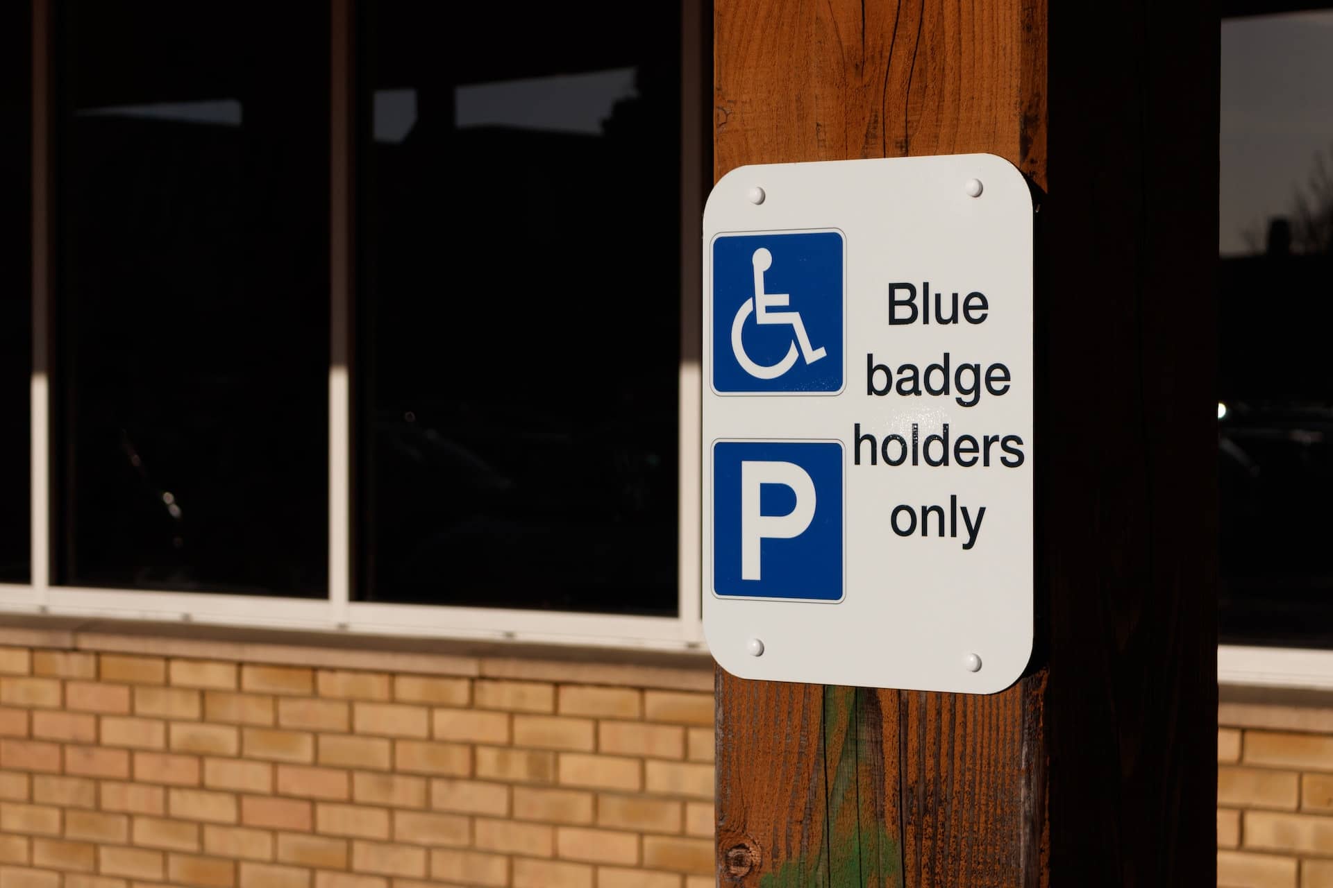 Parking sign for blue badge holders