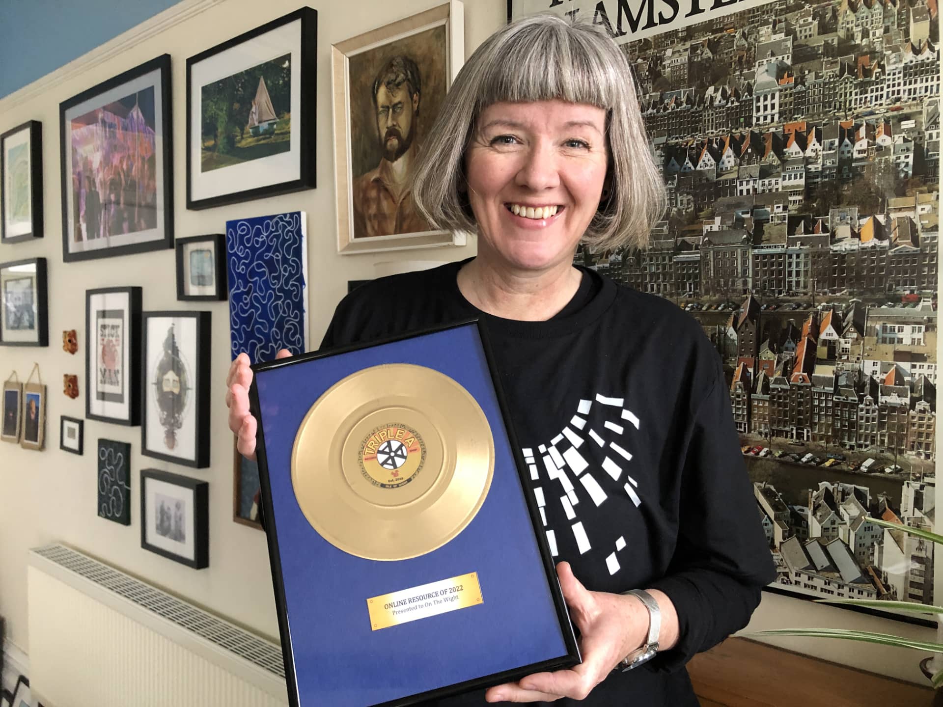 Sally Perry receiving AAA Records Award