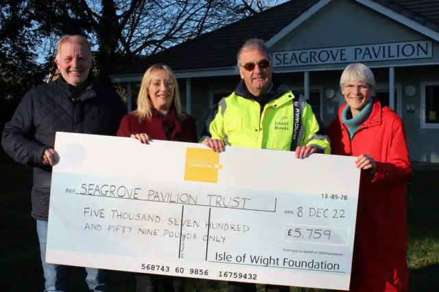 Seagrove Pavilion's Football for All group receiving their cheque