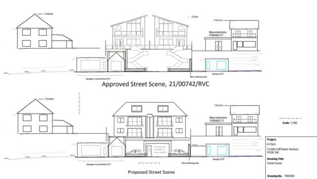 Outline plans for flats on Upper Gills Cliff Road