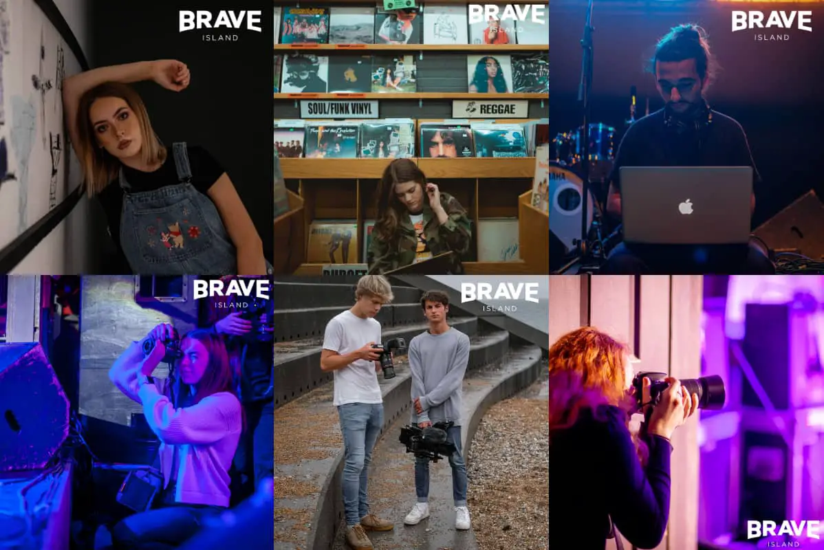 Brave Island montage of images of young people doing creative things