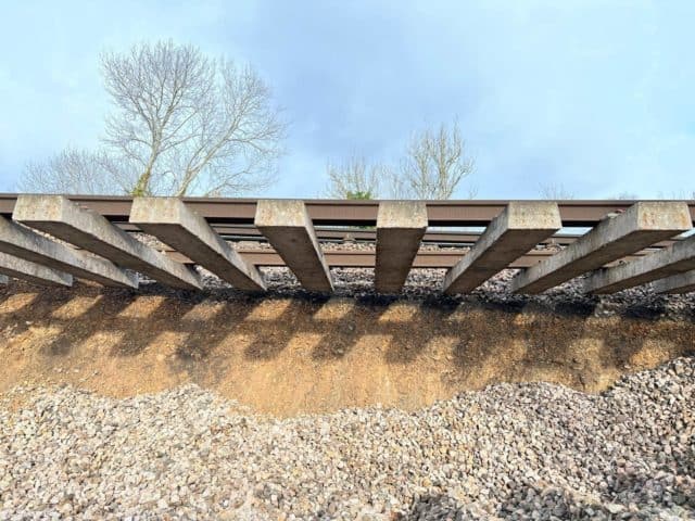 Hook landslide showing large gap under track