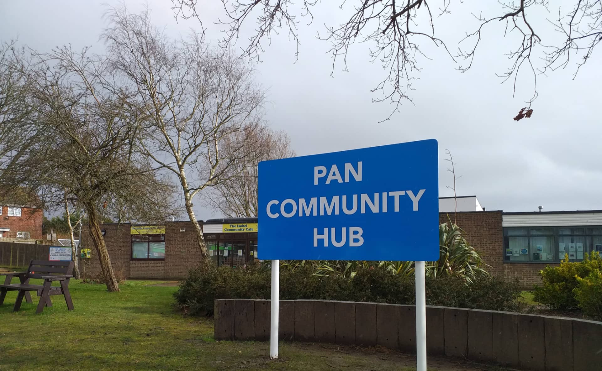 Pan Community Hub sign