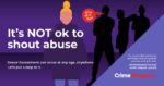 Illustration for it's not okay to shout abuse campaign showing silhouette of men shouting abuse at teenage girl