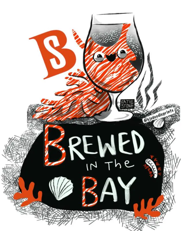 Brewed in the Bay coaster artwork by Katie Stone
