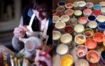 Chessell Pottery painting and painted egg cups