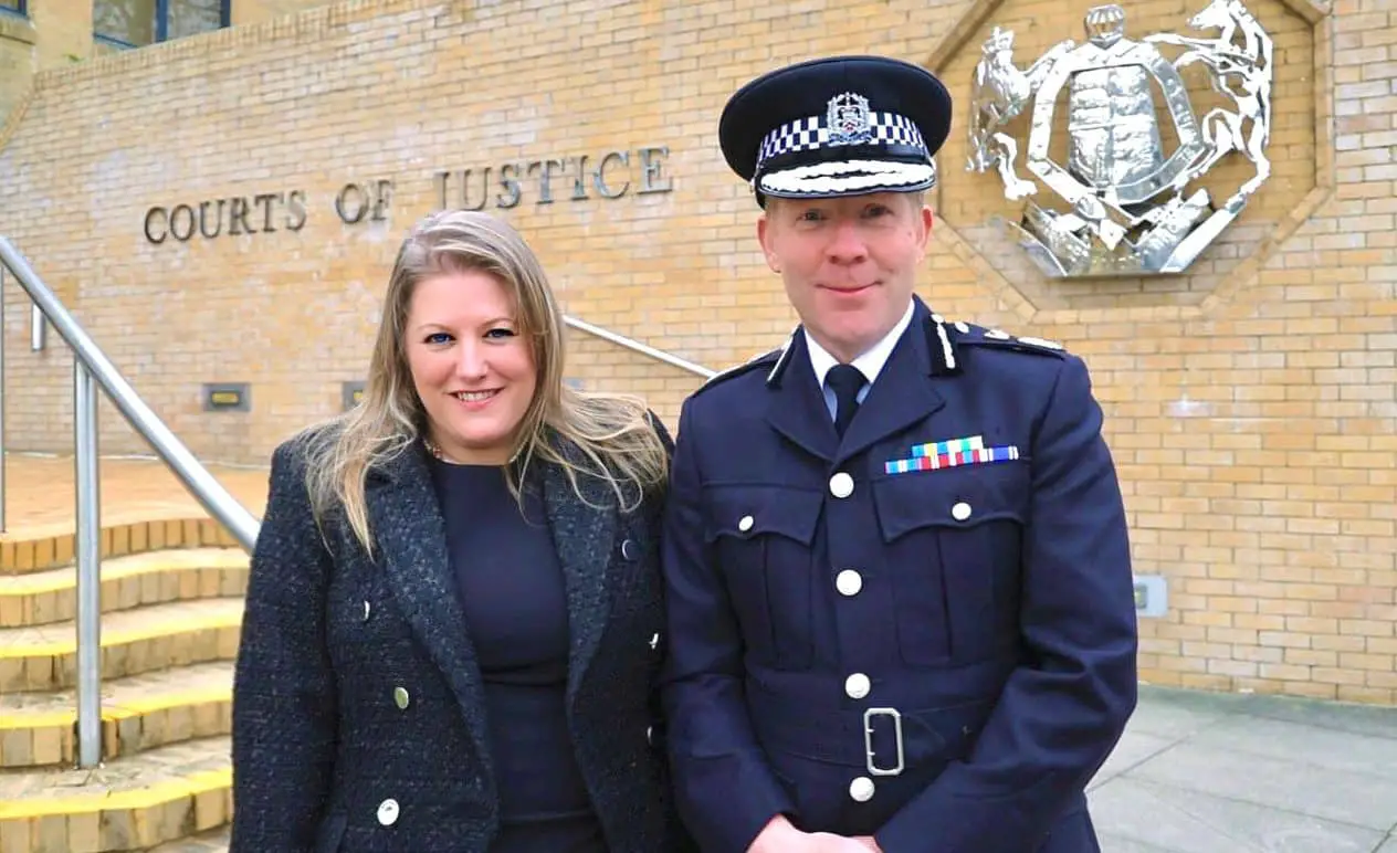 PCC Donna Jones and Chief Constable Scott Chilton with OTW flash