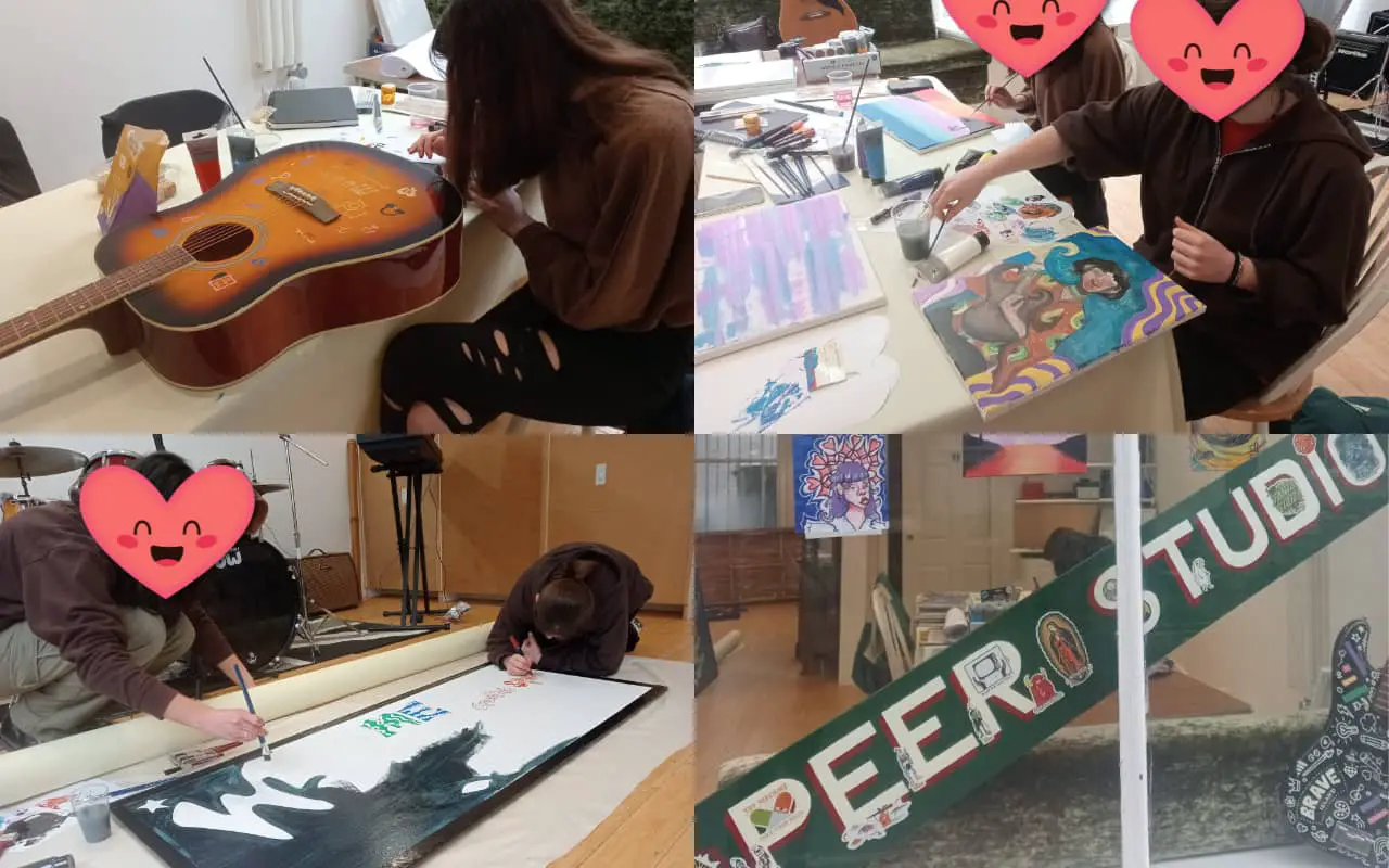 Peer Studios - Brave Island project showing young people making art