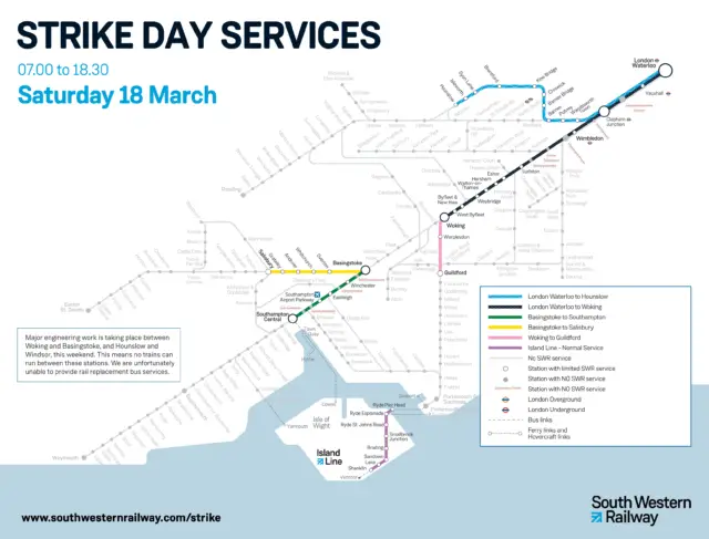SWR Saturday 18 March strike map