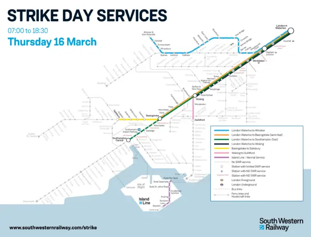 SWR Thursday 16 March strike map