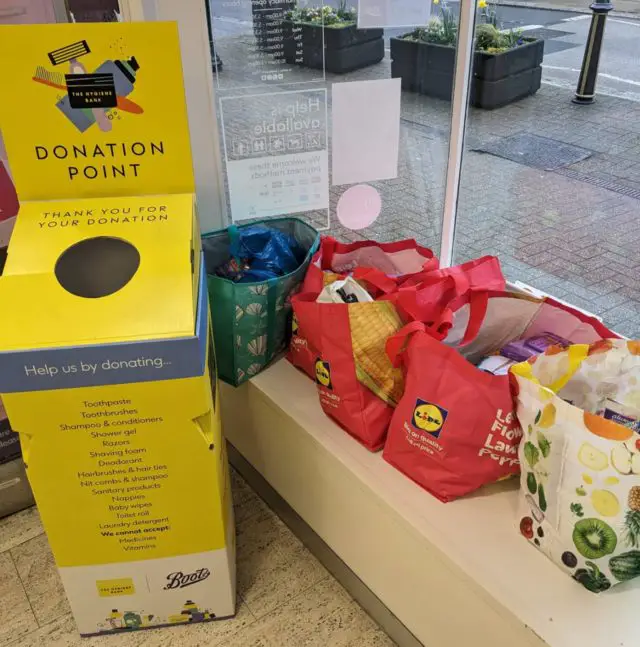 Hygiene Bank donation point in Boots