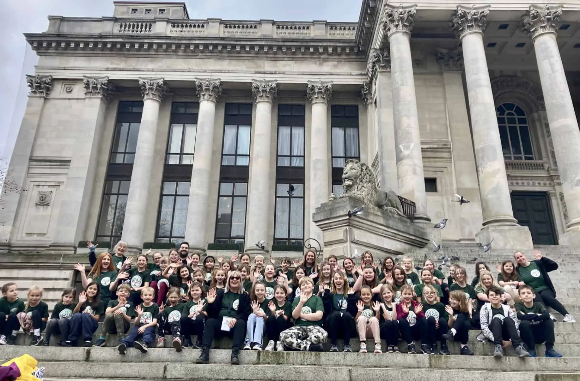 The Bay CE School dance students outside Portsmouth's Guildhall