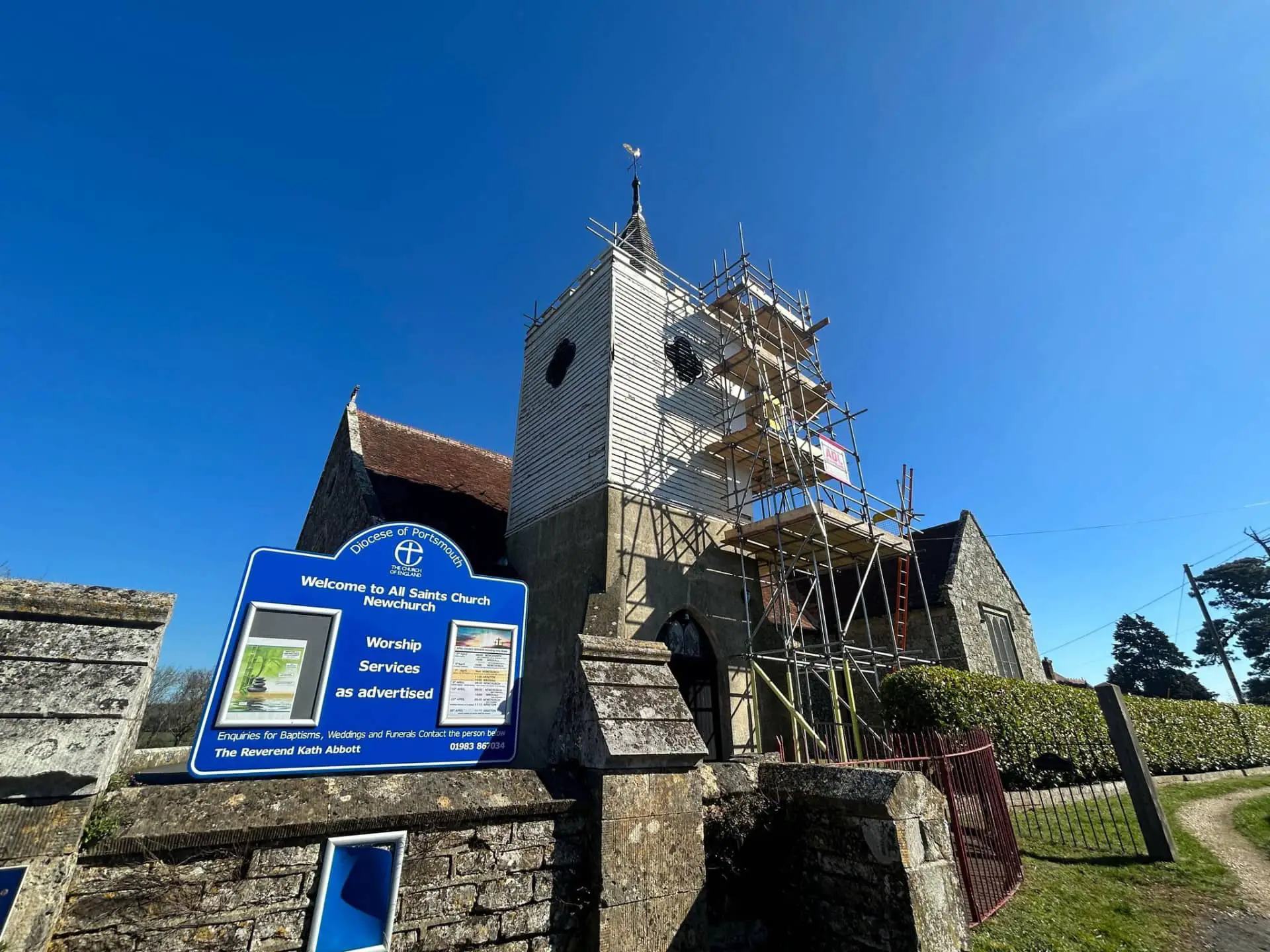 All Saints Church Tower with scaffold