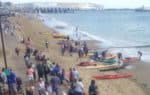 Canoeists gathering for Pier to Pier