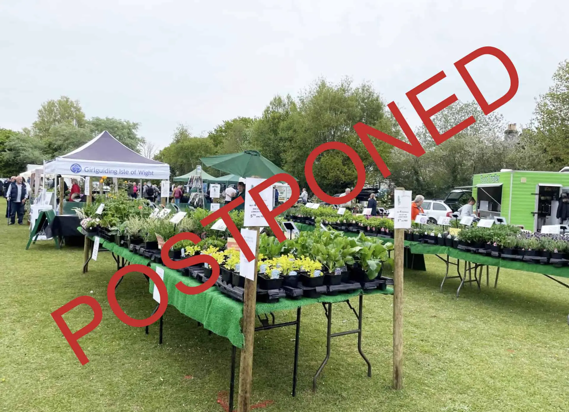 Rookley gardening galore event image with postponed written across it