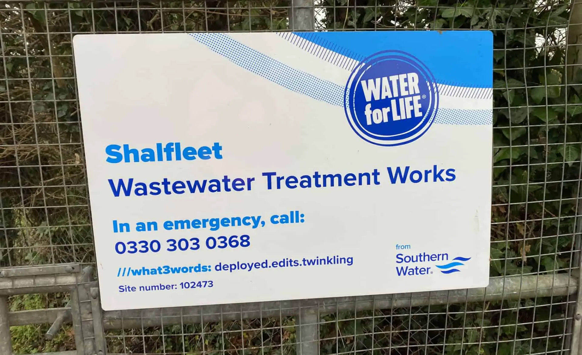 Shalfleet waste water works signage