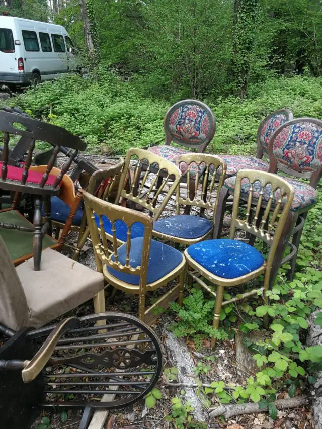 Chairs and tables dumped in Wootton woodland