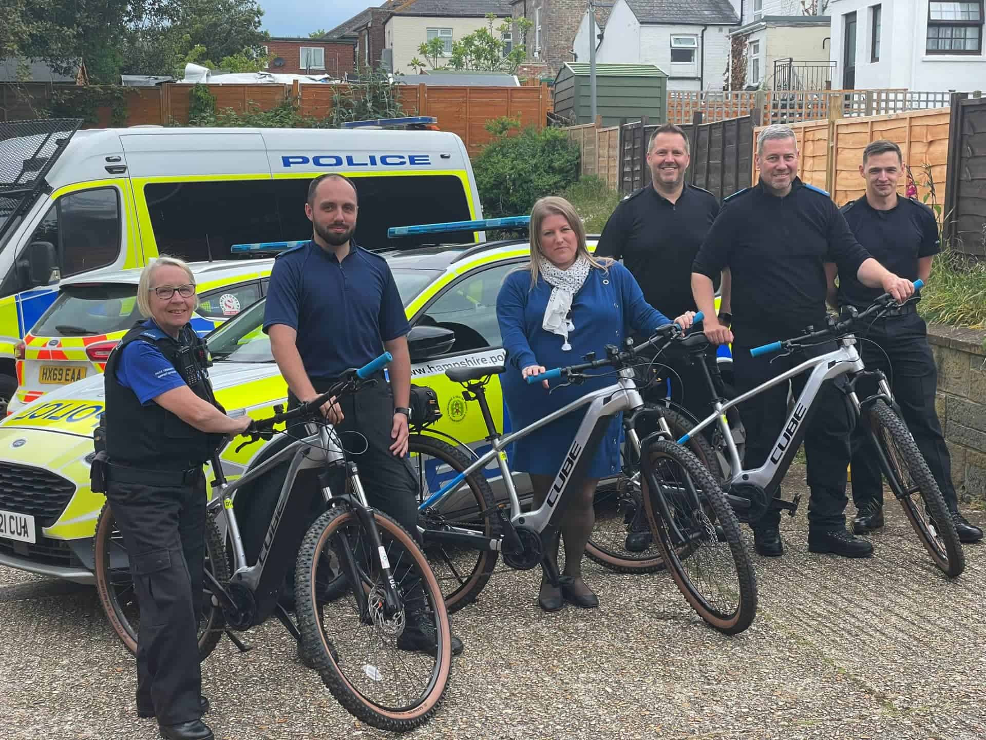 Donna Jones with police and e-bikes with OTW flash