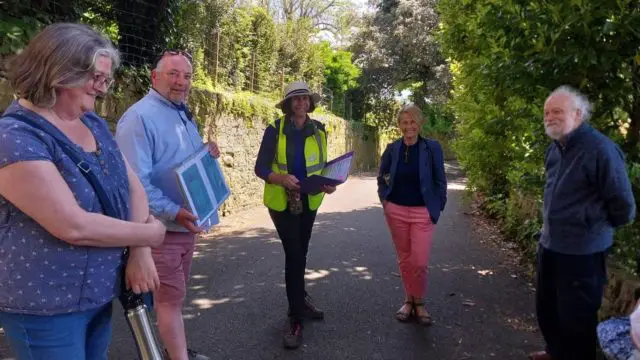 Ian Dickens (left) and Sue Lowday (centre) Stephen Day (right) on the Dickens trail