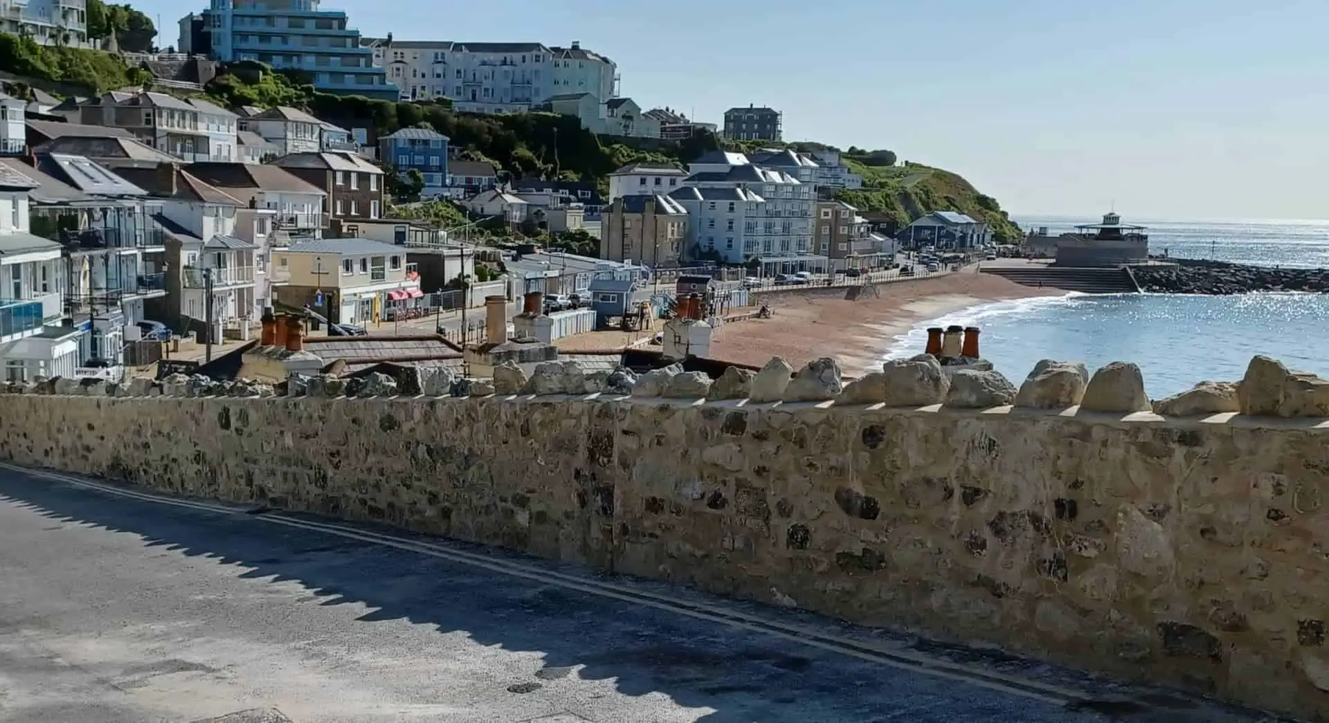 The renovated wall in Ventnor