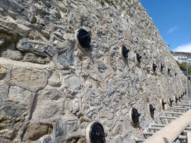 The renovated wall in Ventnor