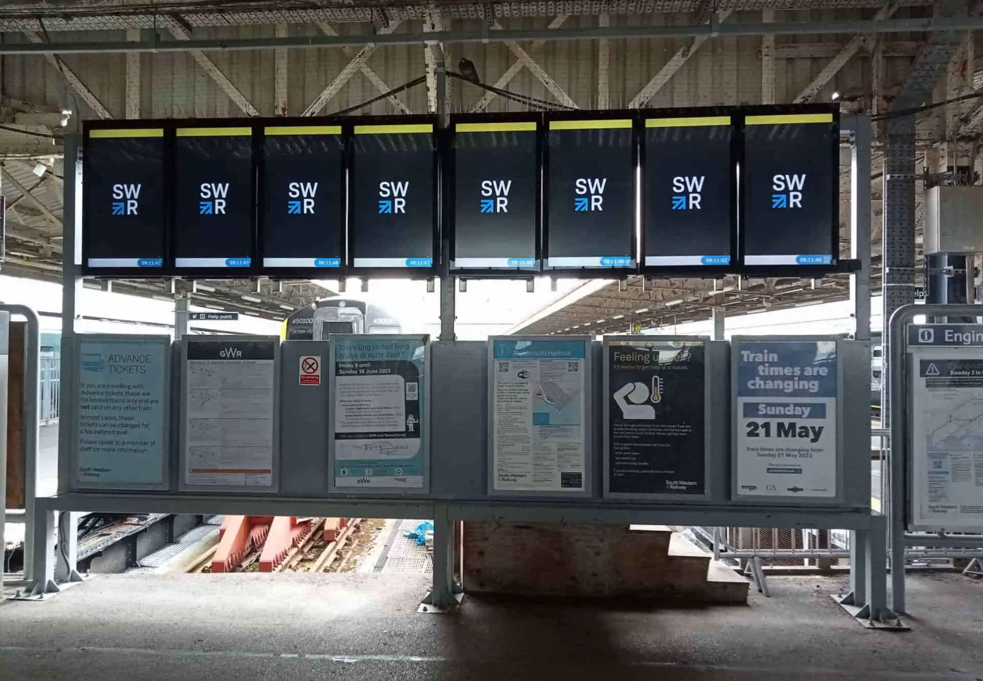 rain information signs at Portsmouth Harbour station not working by Christopher Jackson