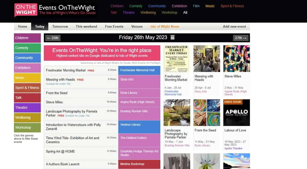 Events On The Wight Website