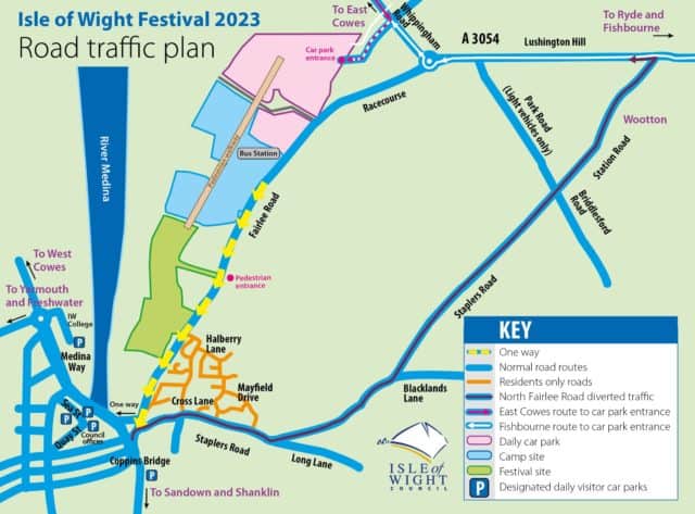  IW Festival Road Traffic Map 2023