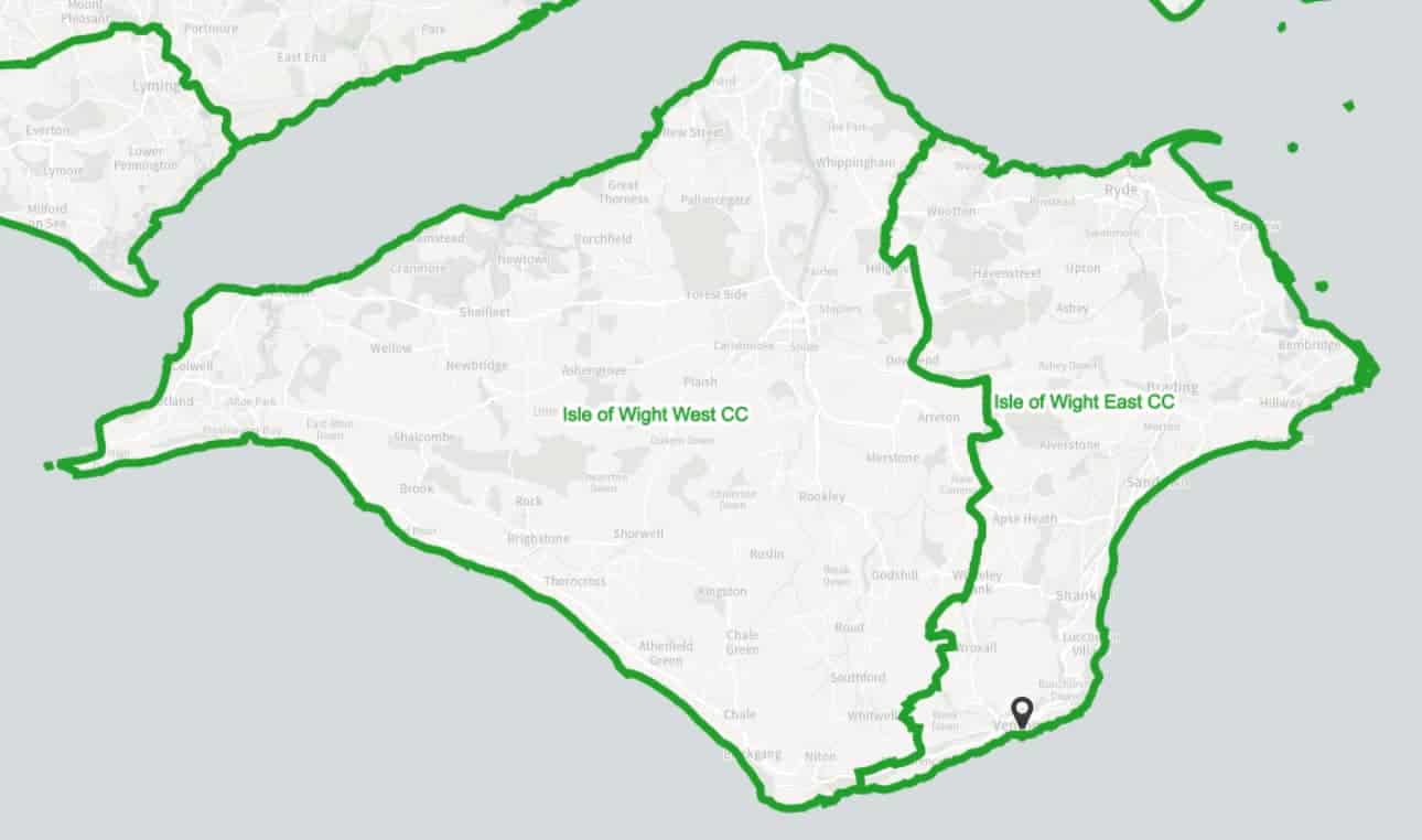 Boundary Review map - East and West Isle of Wight constituencies