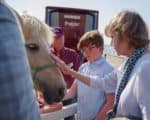 L-R Tippy the horse, Jacob from Saturday Club for Deaf Children and HIWCF Trustee Jane Sandars