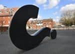 Large question mark sculpture in the street