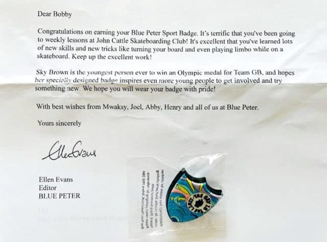 Letter to Bobby from the Blue Peter team