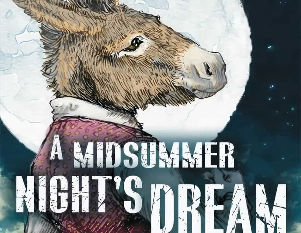 Illustration of donkey in moonlight for