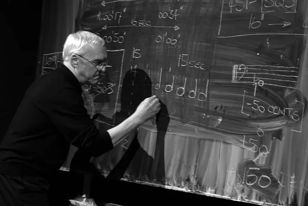 Radu Malfatti at the blackboard writing music