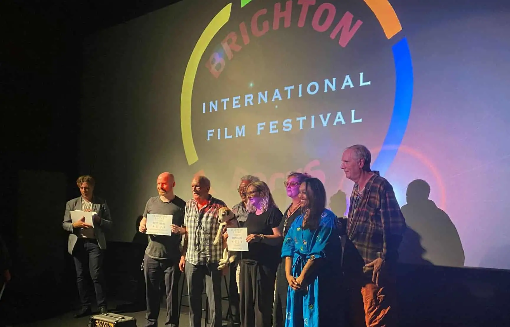 Rowena Amos and crew at Brighton Rocks Film festival with OTW flash