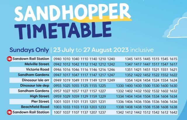 Sandhopper timetable