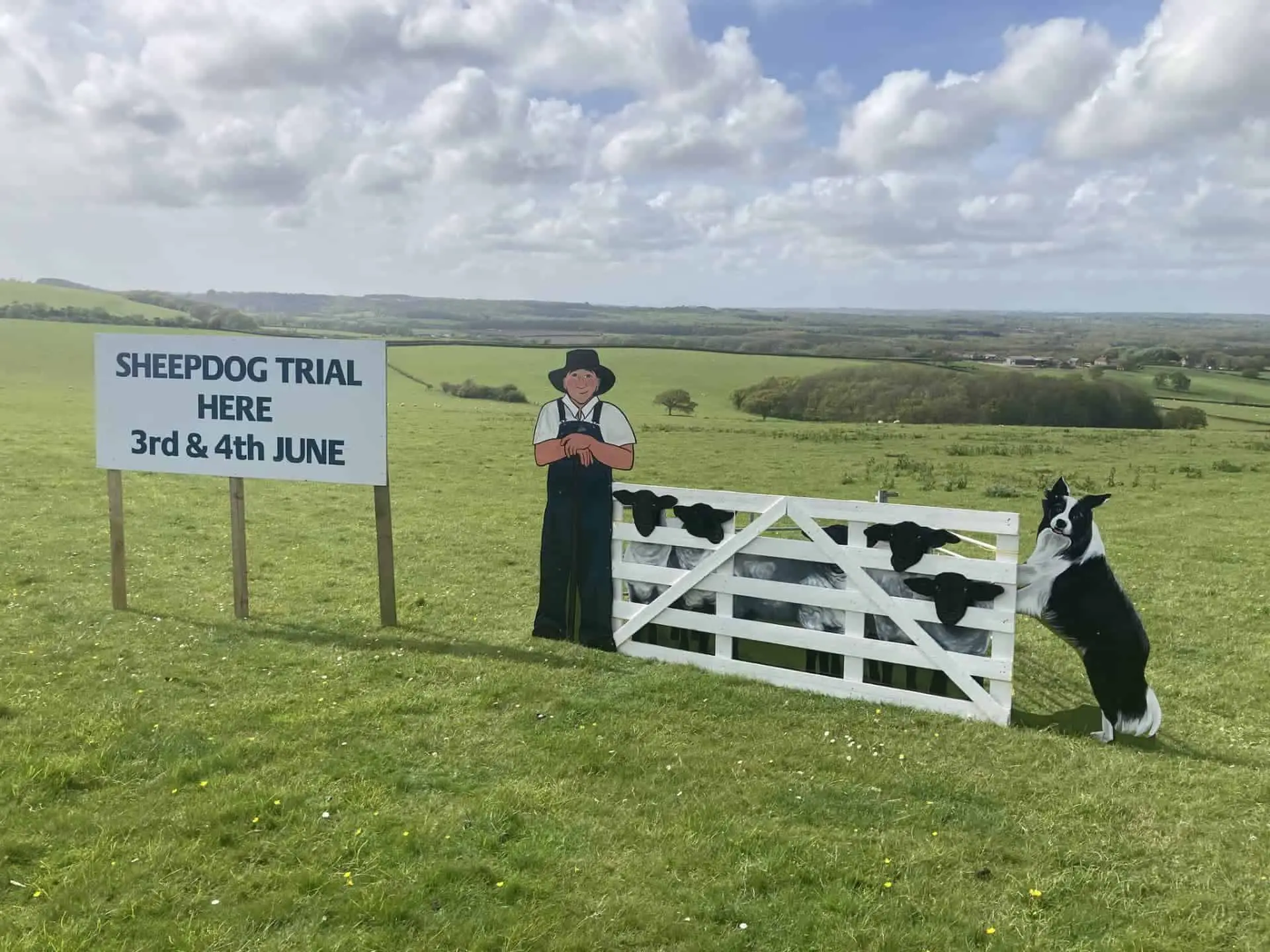 Sheepdog trials sign in the field