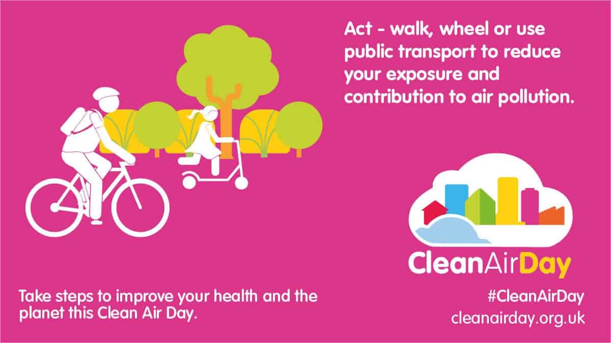 Social media card with messaging about clean air day