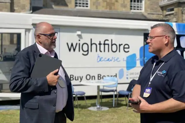 John Irvine  (left) and WightFibre at Business Expo 2023