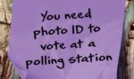 Post it note stating Voting ID needed to vote at next election