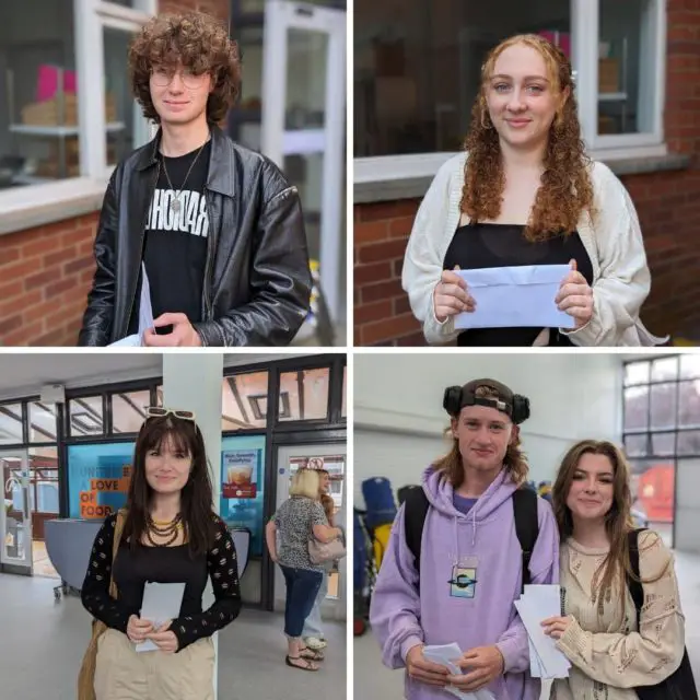 Montage of students from Island VI Form College receiving their A-Level results