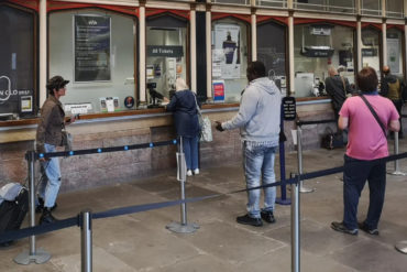 People at Bristol Temple Meads station ticket office