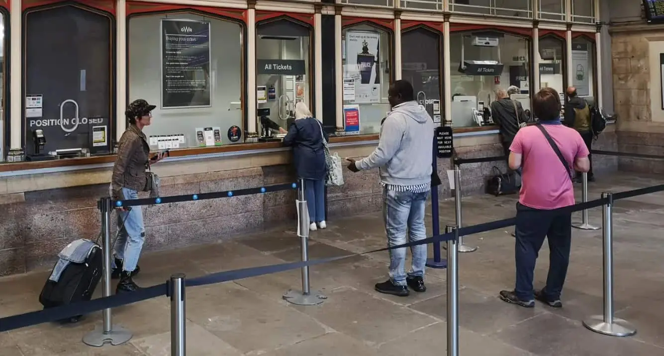People at Bristol Temple Meads station ticket office