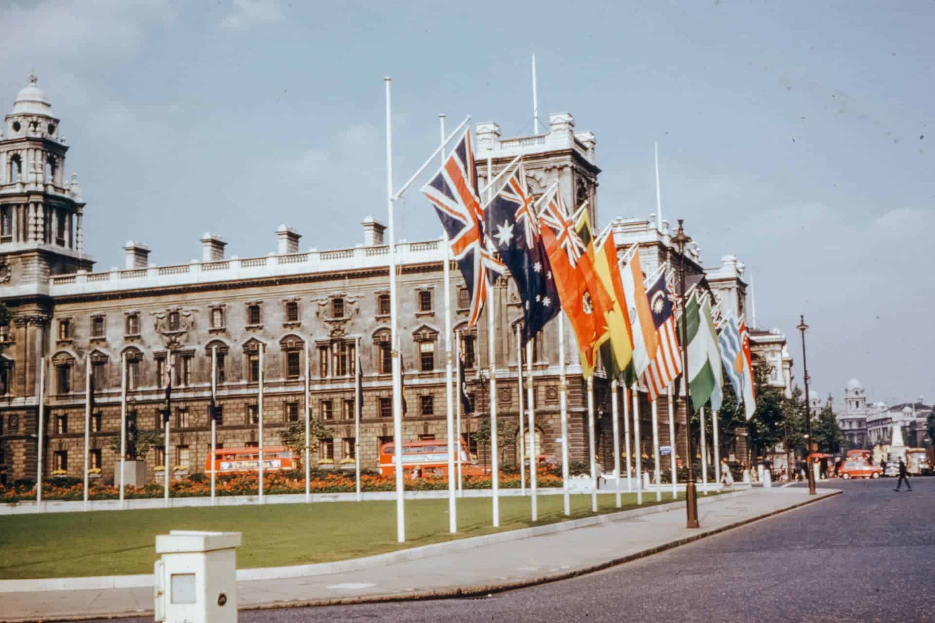 Flags of Whitehall on Parliament Square