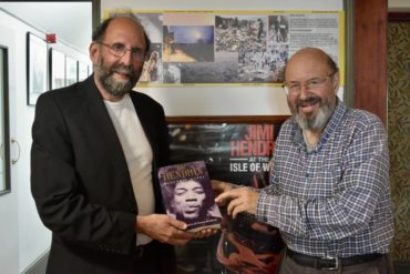 Harry Shapiro and Brian Hinton holding Harry's book
