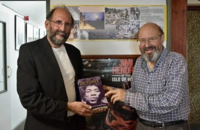 Harry Shapiro and Brian Hinton holding Harry's book