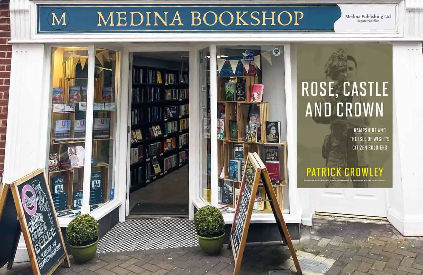 Medina bookshop and Patrick Crowley book cover