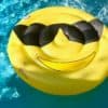 Smiley inflatable in swimming pool