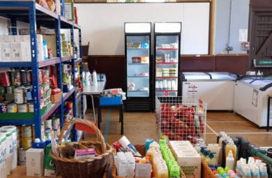 Ventnor Community Pantry - showing shelves of food and fridges full of food