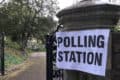 polling station sign outside Bonchurch church